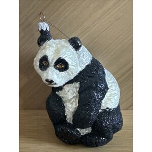 Slavic‎ Treasures Panda Bear Hand Blown Glass Ornament - Poland